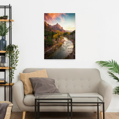 Zion National Park Abstract Contemporary Autumn Landscape Wall Art Print 1 Piece Wrapped Canvas Wall Art
