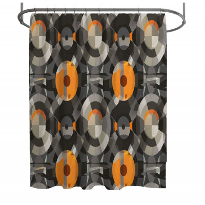 Rideau de douche gris et orange