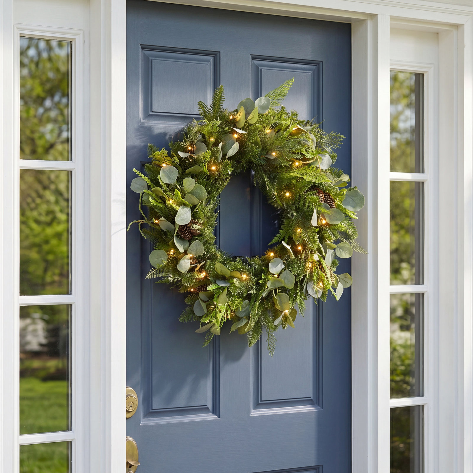 28'' Faux Mixed Assortment Lighted Wreath