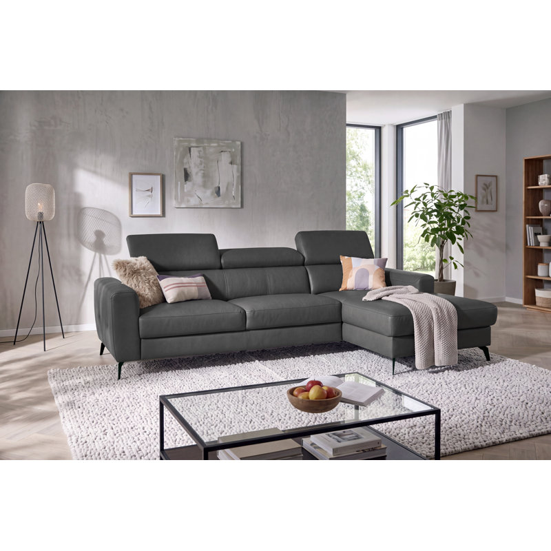 3 Seater Faux Leather and Leather Match Sofa Bed with Storage, Right Hand Facing, Anthracite