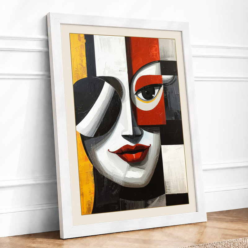 Fractured Portrait Modern - Framed Print, A4 - 29.7 x 21.0 cm, White