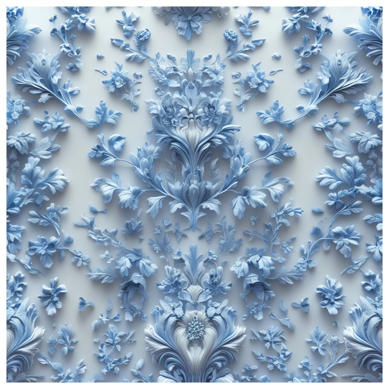 Blue Floral Embossed Comforter, King