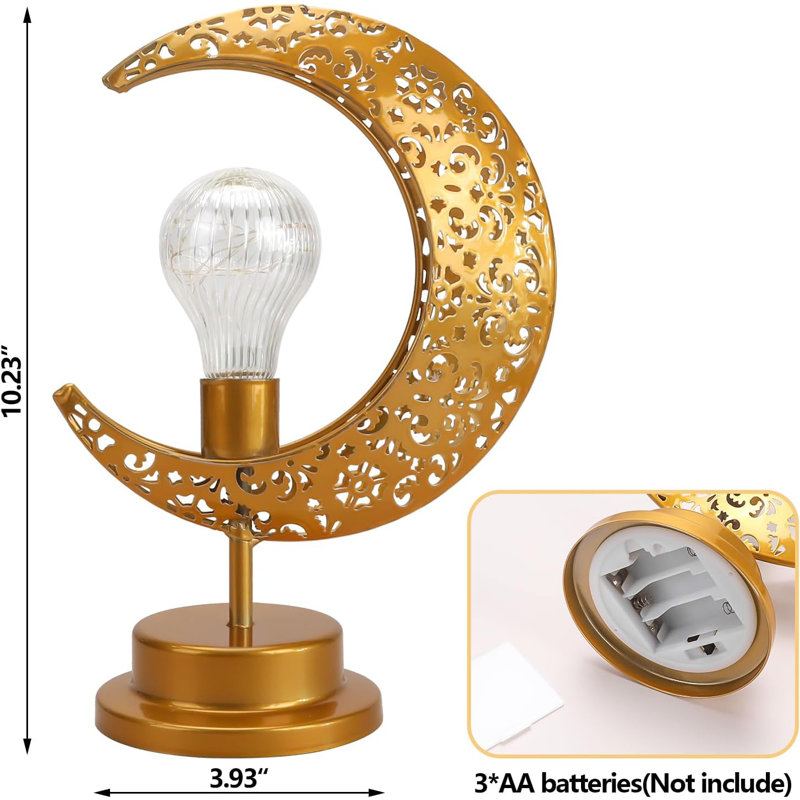 Ornamental Decorative Table Lamp, Battery Powered LED Crescent Lamp Decorative, Bedroom Bedside Desktop Table Lamp Decorative, Moon Bulb Model