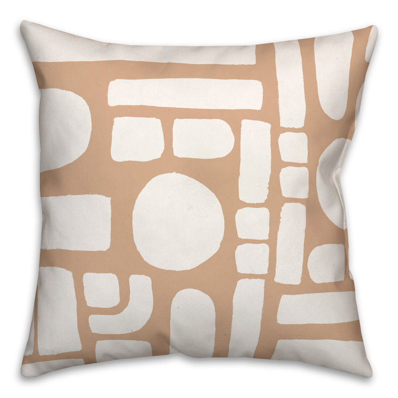 Geometric Outdoor Reversible Throw Pillow, Tan