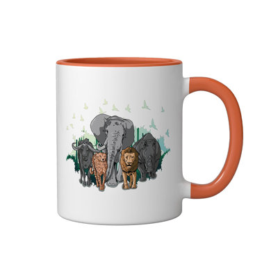 Animals Ceramic Mug, Orange/White, 11oz