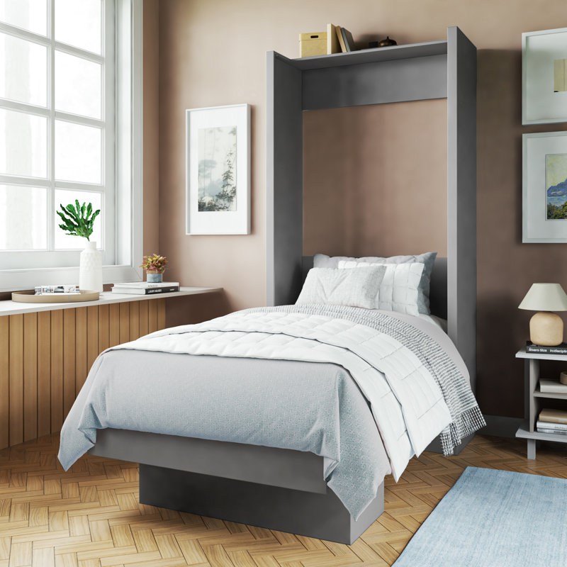 Dekari Storage Murphy Bed, Gray, Twin