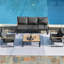 Patio moderne en aluminium 4 - coussins gris, pour une utilisation en bord de piscine, cadre extérieur, jardin, cour et excellente durabilité