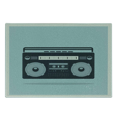Ambesonne Hip Hop Tempered Glass Cutting Board 1980s Boombox Image Multicolor