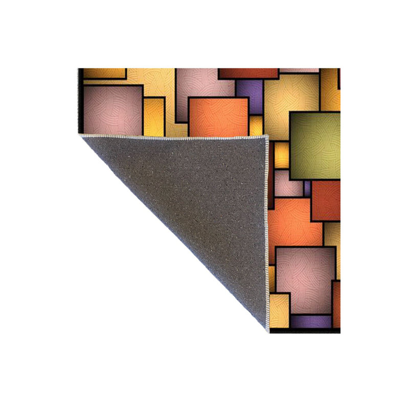Tapis décoratif tridimensionnel à motif géométrique moderne à carreaux jaune