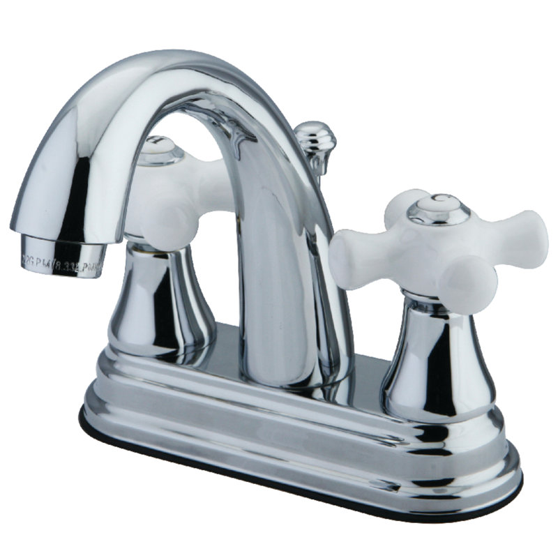 Robinet de salle de bain central à 4 poignées à fixation sur comptoir 3 trous Kingston, Chrome poli