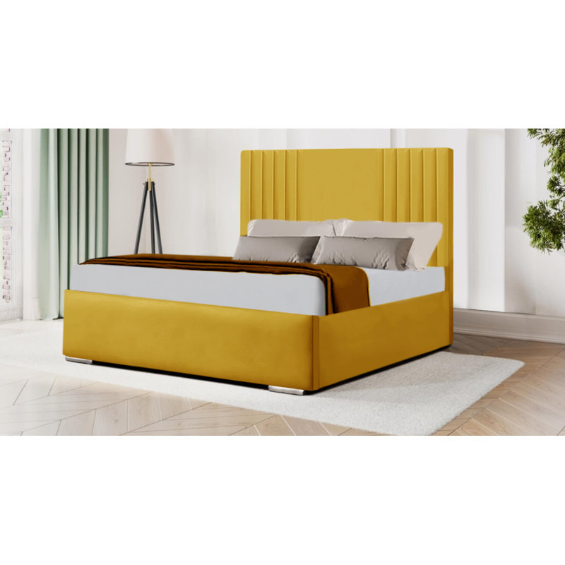 Amire Upholstered Bed, Yellow Mustard, Double (4'6)