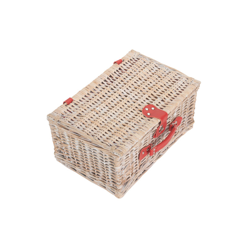 Gingham Lined Wicker 2 Person Fitted Hamper, Red