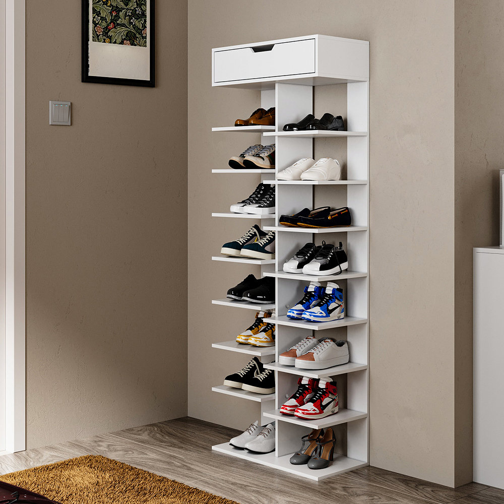 9-Tier Shoe Rack with Drawer Organiser