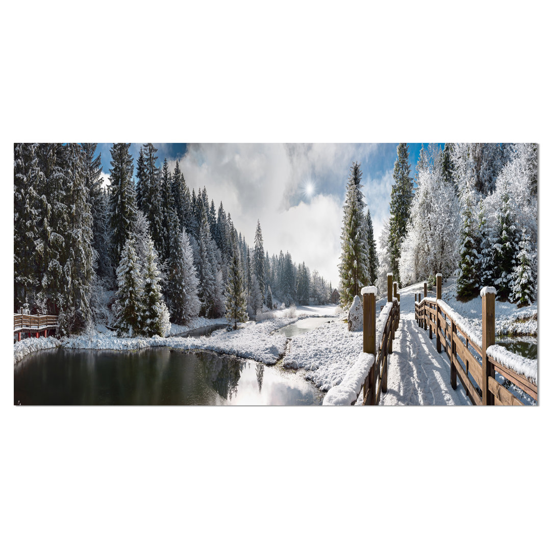 Winter Landscape Canvas Wall Art, Morning Snow Panorama Print - Winter Morning Panorama Millwood Pines 