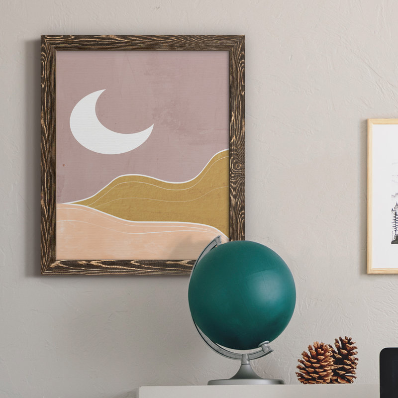 Sedona Moon - Peinture sur toile encadrée, Encadré de bois de noyer, H 20 po x l 17 po x P 1,5 po