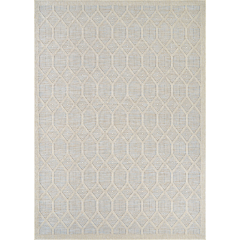 Tapis intérieur / extérieur turquoise Liguria Rapallo, Turquoise, 7 pi 10 po x 9 pi 10 po