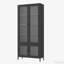 Grande armoire de rangement en métal avec 4 portes vitrées et 5 tablettes latérales