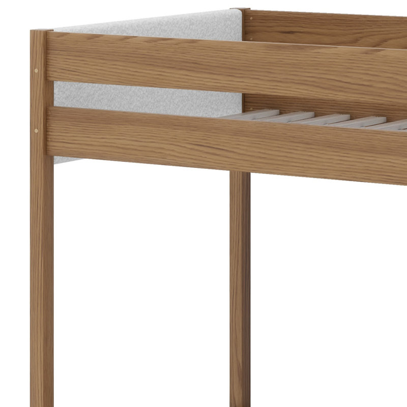 Bunk Bed Frame With Ladder, Safety Guardrails, Upholstered Headboard/Footboard