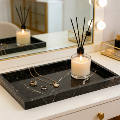 Plateau de meuble-lavabo en marbre noir véritable