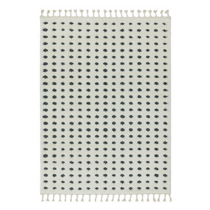 Aubree Dotty Shaggy Cream/Grey Area Rug, Rectangle 80 x 150cm