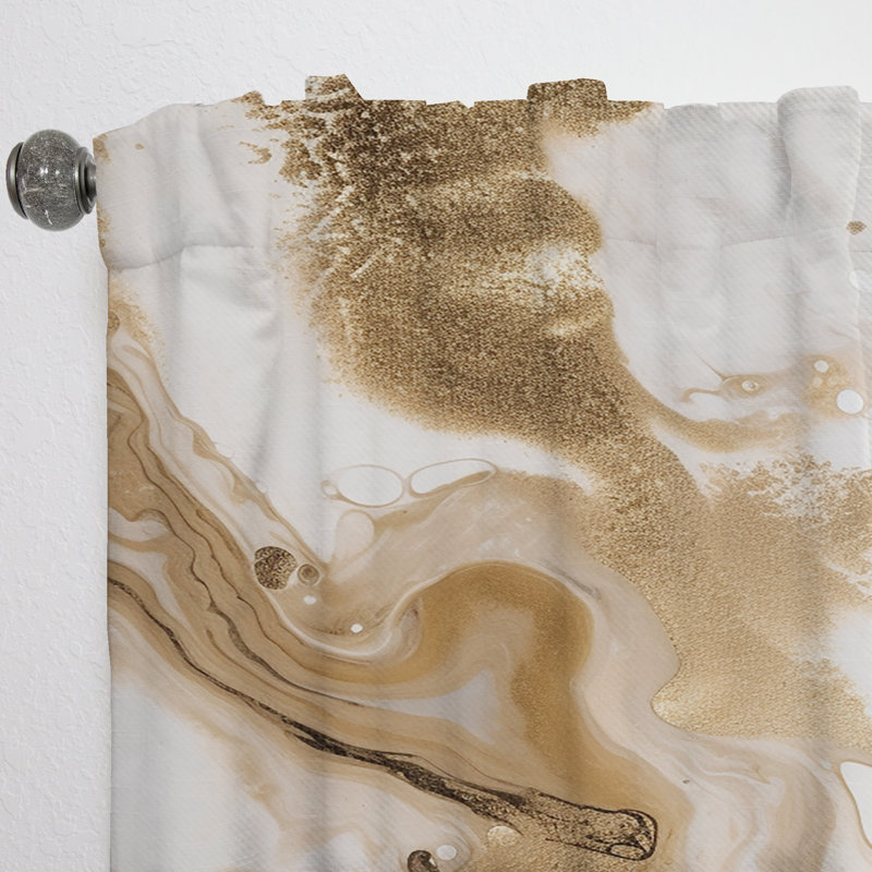 Gold And Grey A Marble Effect IV - Modern Curtain - Velvet Room Darkening - 1 panel, 52" W x 108" L