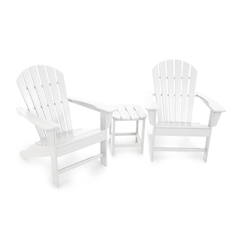 POLYWOOD South Beach Adirondack 3-Piece Set, White
