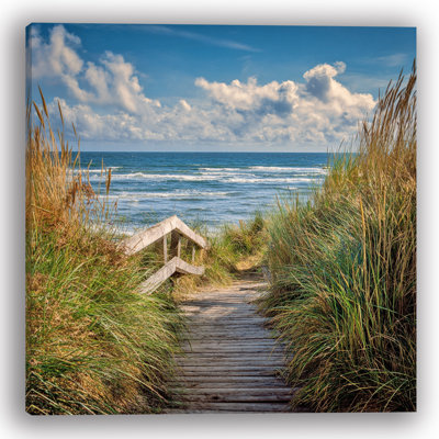 Boardwalk Breeze - Tranquil Beach Pathway Canvas