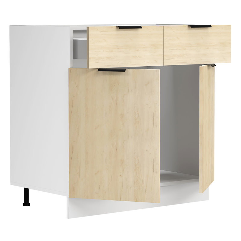Senol 82Cm H x 80Cm W x 46Cm D Manufactured Wood Standard Base Cabinet, Honey oak/White