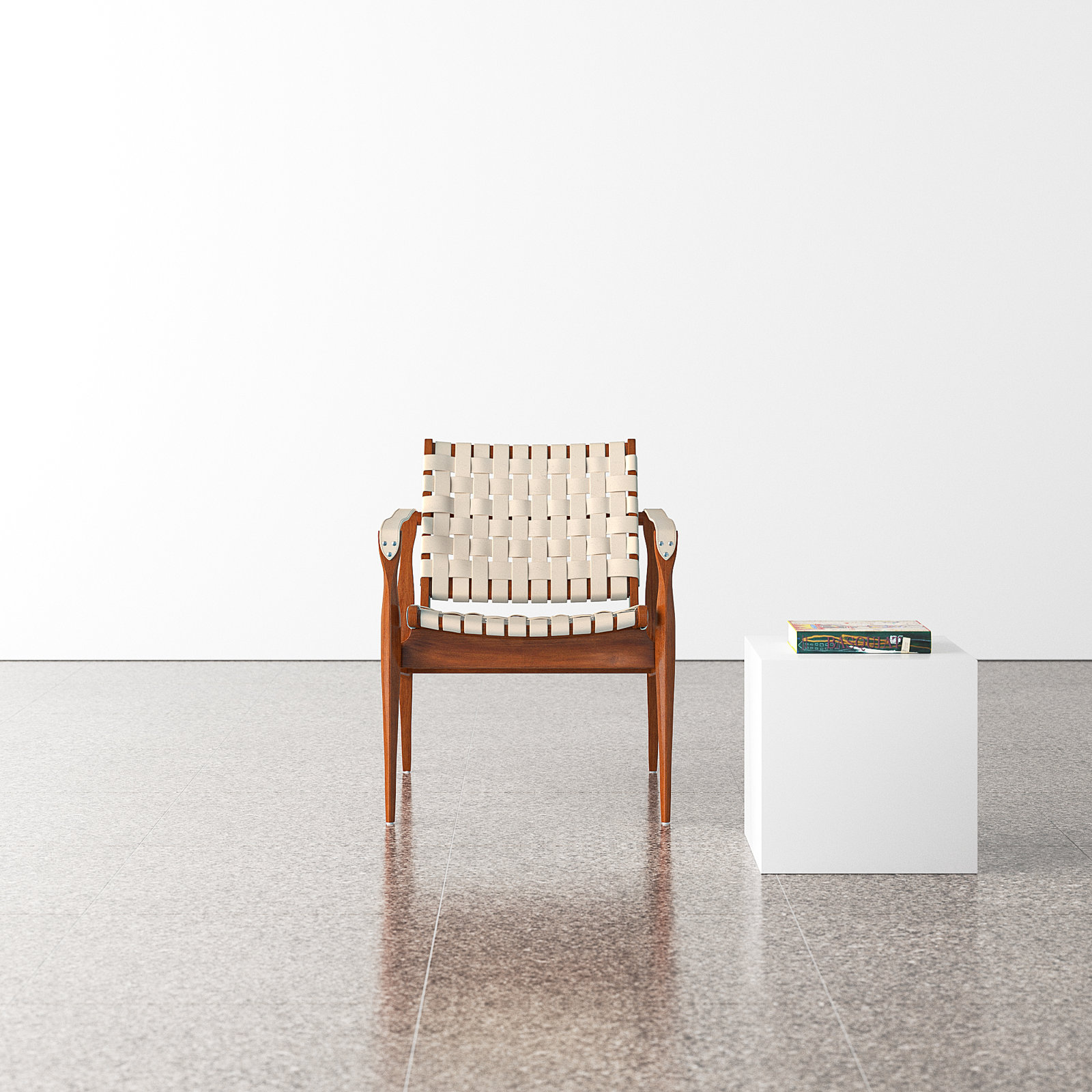 Kenan Mahogany Genuine Leather Armchair, Cream Genuine Leather, Brown