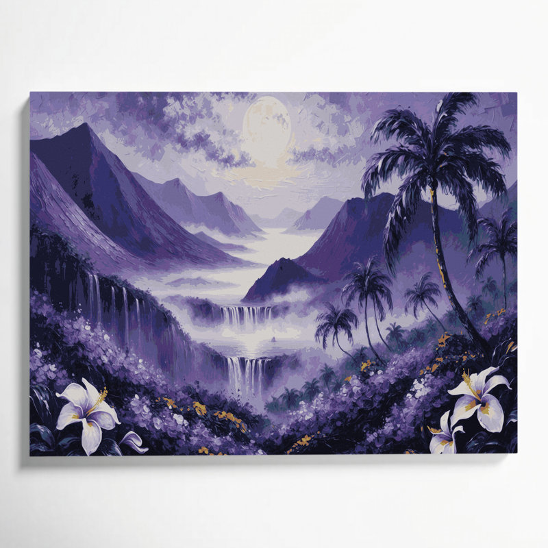 Hawaiian Island, art mural sur toile grise, H 8 po x l 10 po