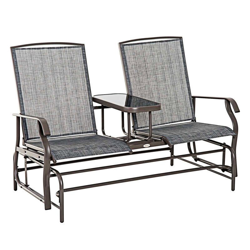 Outdoor Glider Bench With Center Table