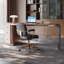 Bureau à 3 tiroirs brun noisette + bois massif ovale beige + métal-109080030-109080033