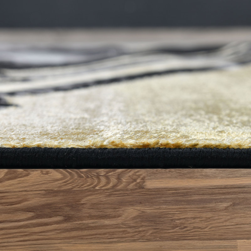 Galaxy Series Abrstract Black/Gray/Ivory/Beige Area Rug, Rectangle 5'3" x 7'3"