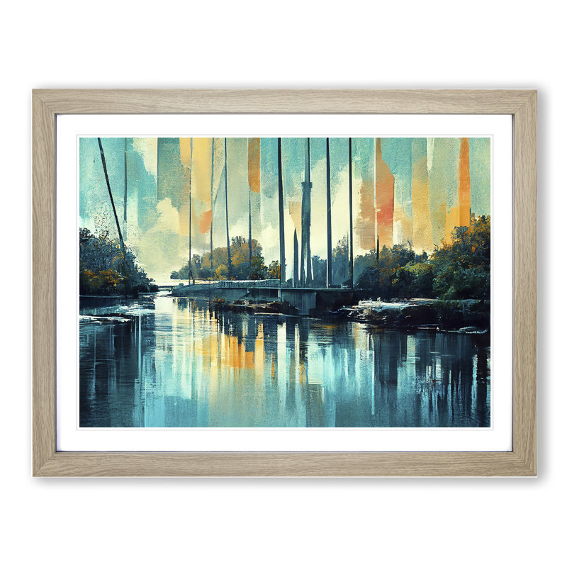 Abstract River Art Vol.1 - Single Picture Frame Painting, 25cm H x 34cm W x 2cm D, Oak