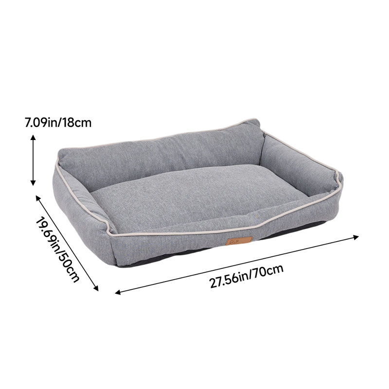 Cotton Pet Bed, Grey, Medium (18cm H x 70cm W x 50cm D)