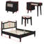 Ensemble de chambre à coucher 3 pièces avec cadre de lit en bois, 1 table de chevet rétro et 1 coiffeuse de maquillage avec tabouret-1942938328-1942938329