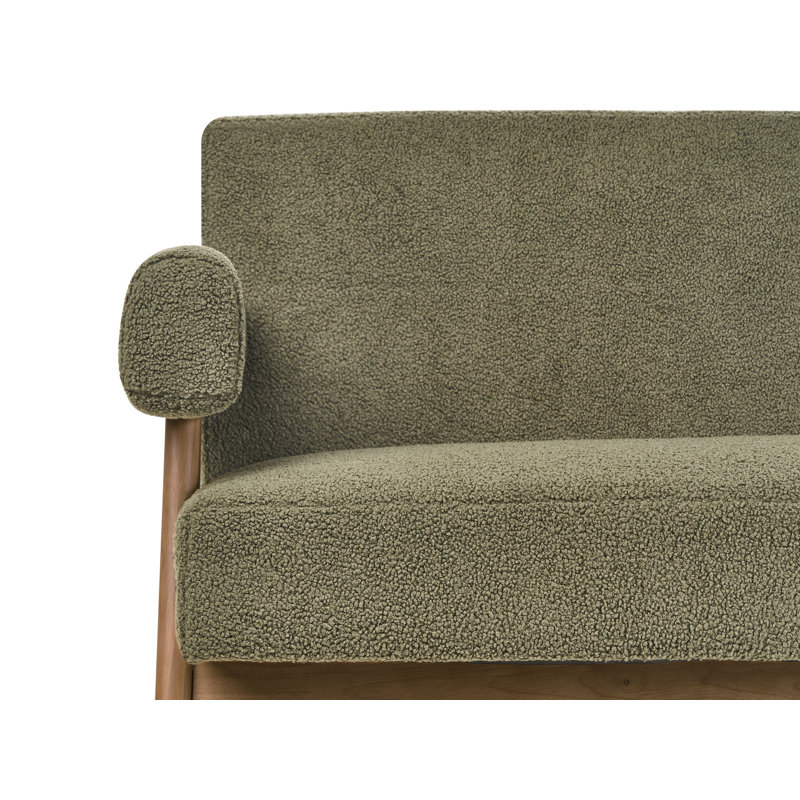 Living Room Set Drumheller Boucle, Green, Dark Brown Wood