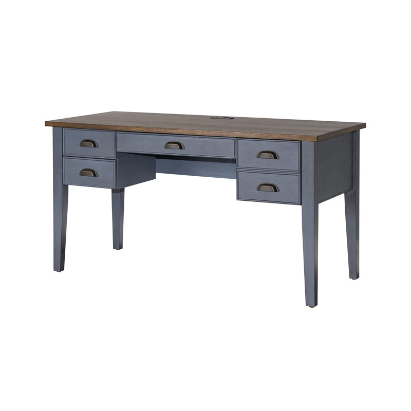 Bureau Vivienne avec prises intégrées, Bleu cendré