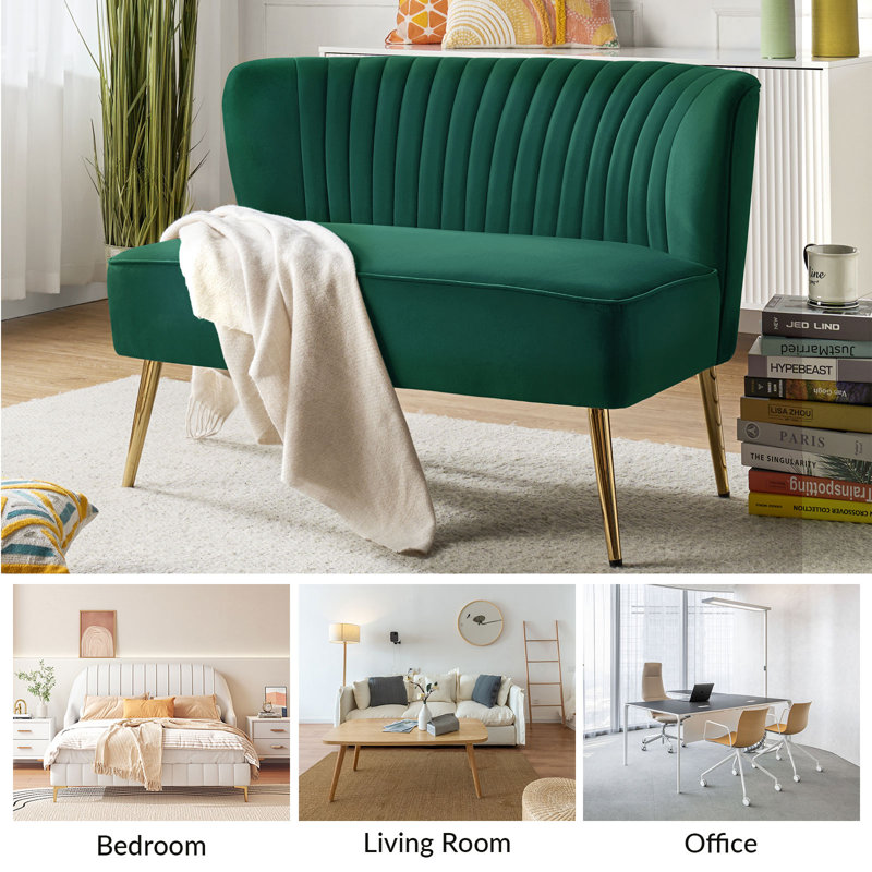 2 Seater Velvet Sofa, Green