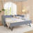 Cozy Gingham Daybed With Trundle Twin Size Sofa Bed No Box Spring Needed, With USB Port And Adorable Wave Shaped, Linen Fabric, Green-1058530450