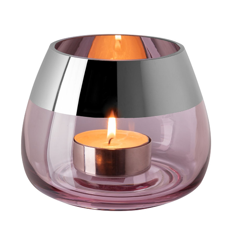 Porte-bougie Bella Rose, H 4,72 po x l 5,9 po x P 5,9 po, Rose