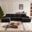 Canapé convertible en forme de U, tissu velours côtelé, canapé confortable de taille 4, fauteuil double salon