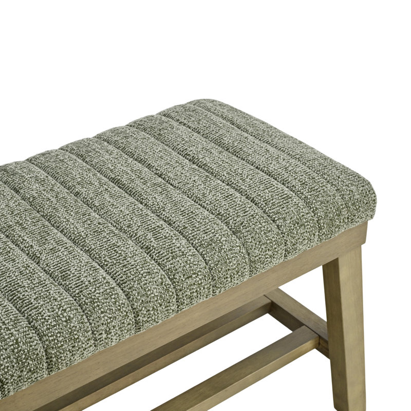 Modern Upholstered Storage Bench Solid Wood Entryway Shoe Bench, Green Striped
