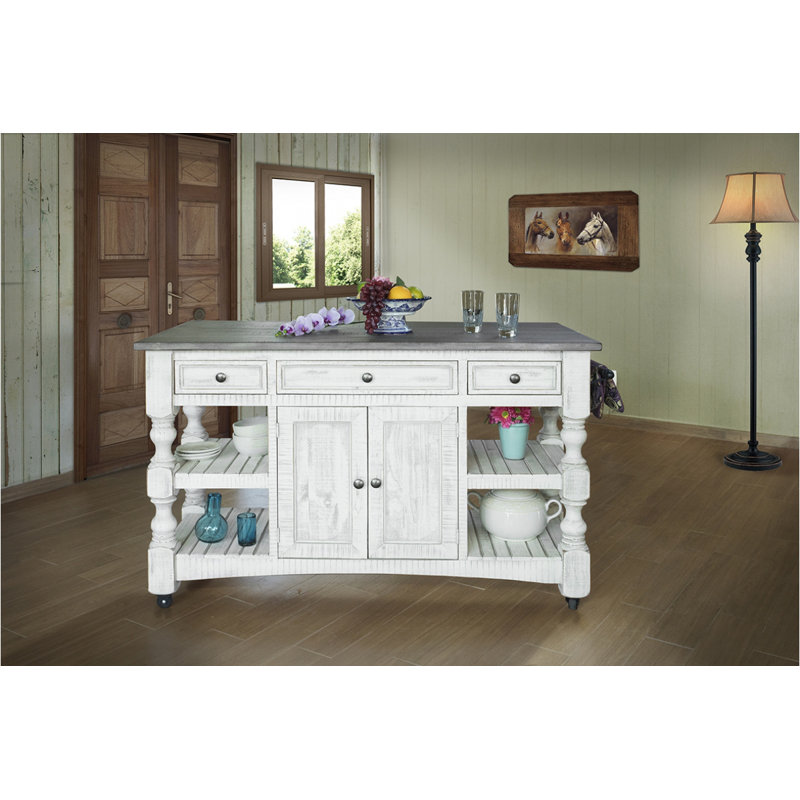 Stonegate Distressed Natural Finish Kitchen Island with Storage