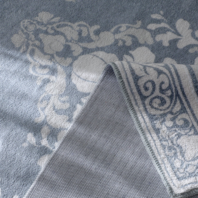 Tapis floral en fausse laine, tapis antidérapant doux pour le salon ou la chambre à coucher, grège, Grège
