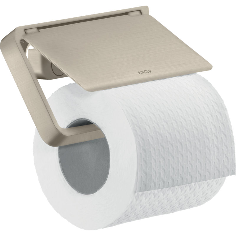 Wall Mount Toilet Paper Holder with Cover, Brushed Nickel