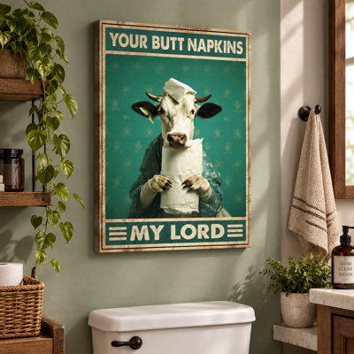 Your Your Napkins My Lord Cow in Lace châle sur toile tendue - décor de salon, de chambre à coucher ou de bureau