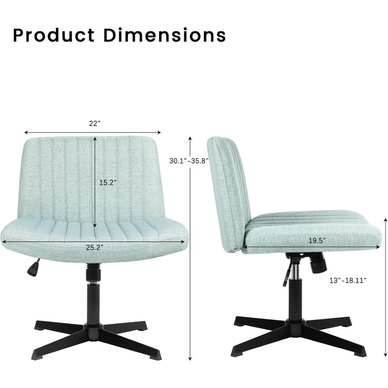 Criss Cross Chair,Comfy Cross Legged Office Desk Chair No Wheels,Modern Fabric Swivel Adjustable Height Mid Back Wide Seat for Home Office Computer
