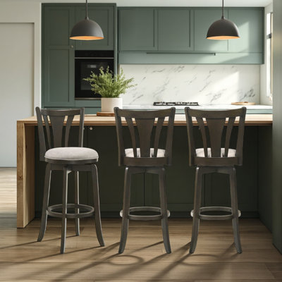 Beckett Counter Height Or Bar Height Rubberwood Barstool With Fabric Seat - Set Of 3