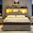 Storage Bed Queen with LED Headboard and Charging Station – Farmhouse Platform Bed with 4 Drawers, Flip-Door Cabinets, USB Ports, No Box Spring Needed, Rustic Gray Wood & Metal Frame-959736487-959736490